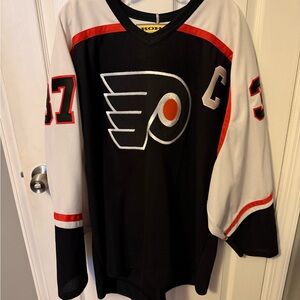 Flyers Desjardins #37 Black and White Men's Jersey